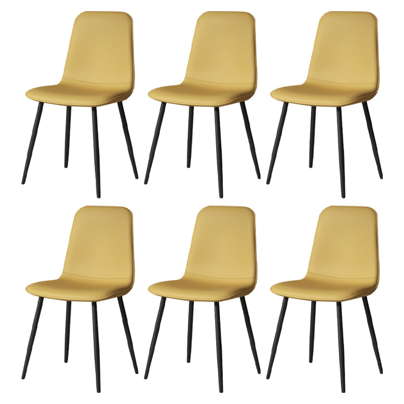 Scandinavian Style Metal Chairs Set Kitchen Dining Solid Back Side Chairs Lemon Yellow 6 Piece Set Clearhalo ' kitchen&dining_furn' 'Dining Chairs' 'Dining Tables & Seating' 'dining_chair' 'furn' 'furn_dining_chair' 'Furniture' 'furniture_dining_chair' 'Kitchen & Dining Furniture' 'kitchen' 3967964