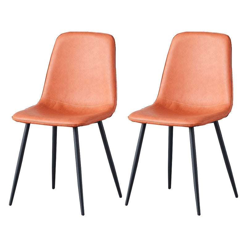 Scandinavian Style Metal Chairs Set Kitchen Dining Solid Back Side Chairs Orange Red 2 Piece Set Clearhalo ' kitchen&dining_furn' 'Dining Chairs' 'Dining Tables & Seating' 'dining_chair' 'furn' 'furn_dining_chair' 'Furniture' 'furniture_dining_chair' 'Kitchen & Dining Furniture' 'kitchen' 3967965