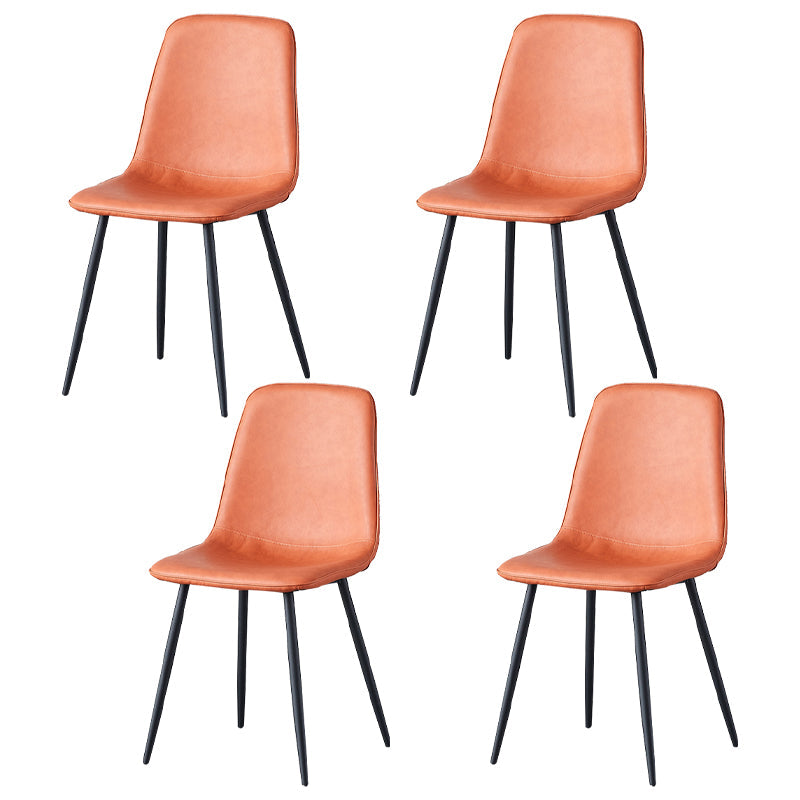 Scandinavian Style Metal Chairs Set Kitchen Dining Solid Back Side Chairs Orange Red 4 Piece Set Clearhalo ' kitchen&dining_furn' 'Dining Chairs' 'Dining Tables & Seating' 'dining_chair' 'furn' 'furn_dining_chair' 'Furniture' 'furniture_dining_chair' 'Kitchen & Dining Furniture' 'kitchen' 3967966