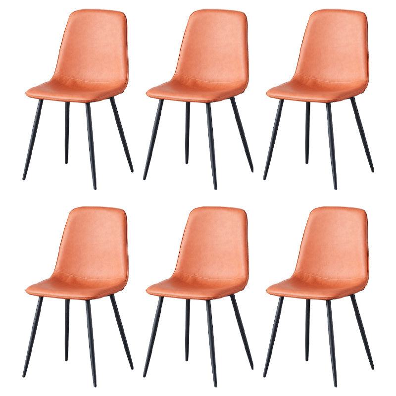 Scandinavian Style Metal Chairs Set Kitchen Dining Solid Back Side Chairs Orange Red 6 Piece Set Clearhalo ' kitchen&dining_furn' 'Dining Chairs' 'Dining Tables & Seating' 'dining_chair' 'furn' 'furn_dining_chair' 'Furniture' 'furniture_dining_chair' 'Kitchen & Dining Furniture' 'kitchen' 3967967