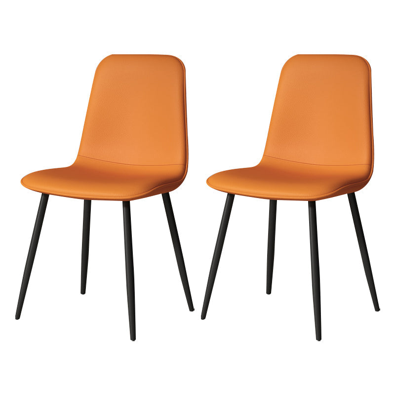 Scandinavian Style Metal Chairs Set Kitchen Dining Solid Back Side Chairs Orange Yellow 2 Piece Set Clearhalo ' kitchen&dining_furn' 'Dining Chairs' 'Dining Tables & Seating' 'dining_chair' 'furn' 'furn_dining_chair' 'Furniture' 'furniture_dining_chair' 'Kitchen & Dining Furniture' 'kitchen' 3967968