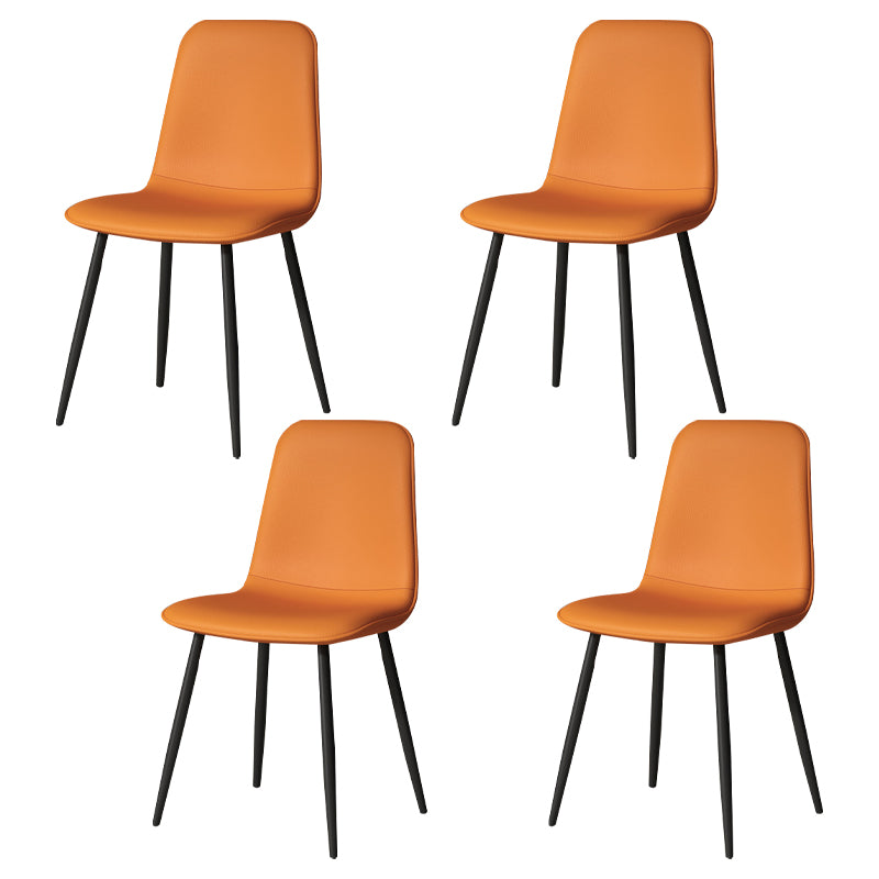 Scandinavian Style Metal Chairs Set Kitchen Dining Solid Back Side Chairs Orange Yellow 4 Piece Set Clearhalo ' kitchen&dining_furn' 'Dining Chairs' 'Dining Tables & Seating' 'dining_chair' 'furn' 'furn_dining_chair' 'Furniture' 'furniture_dining_chair' 'Kitchen & Dining Furniture' 'kitchen' 3967969