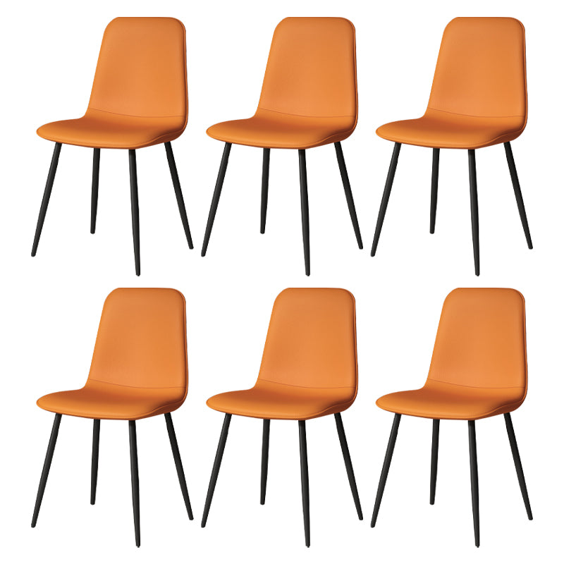 Scandinavian Style Metal Chairs Set Kitchen Dining Solid Back Side Chairs Orange Yellow 6 Piece Set Clearhalo ' kitchen&dining_furn' 'Dining Chairs' 'Dining Tables & Seating' 'dining_chair' 'furn' 'furn_dining_chair' 'Furniture' 'furniture_dining_chair' 'Kitchen & Dining Furniture' 'kitchen' 3967970