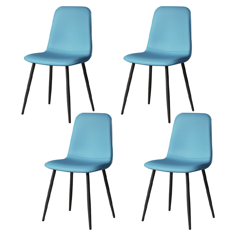Scandinavian Style Metal Chairs Set Kitchen Dining Solid Back Side Chairs Peacock Blue 4 Piece Set Clearhalo ' kitchen&dining_furn' 'Dining Chairs' 'Dining Tables & Seating' 'dining_chair' 'furn' 'furn_dining_chair' 'Furniture' 'furniture_dining_chair' 'Kitchen & Dining Furniture' 'kitchen' 3967972