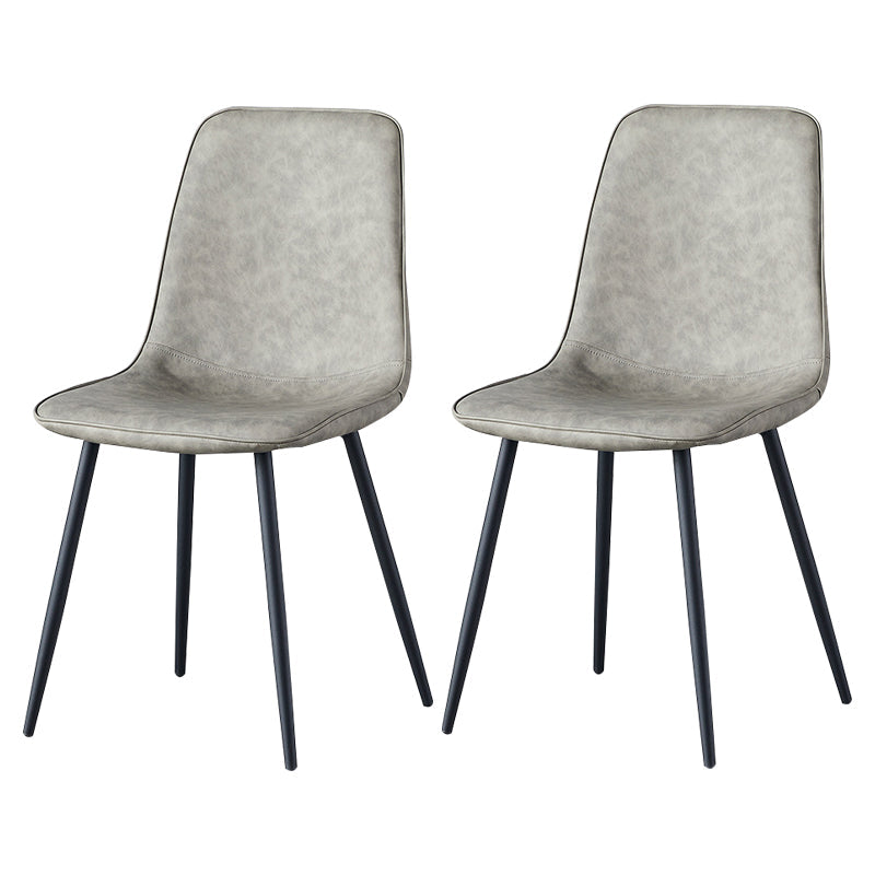 Scandinavian Style Metal Chairs Set Kitchen Dining Solid Back Side Chairs Silver Gray 2 Piece Set Clearhalo ' kitchen&dining_furn' 'Dining Chairs' 'Dining Tables & Seating' 'dining_chair' 'furn' 'furn_dining_chair' 'Furniture' 'furniture_dining_chair' 'Kitchen & Dining Furniture' 'kitchen' 3967974