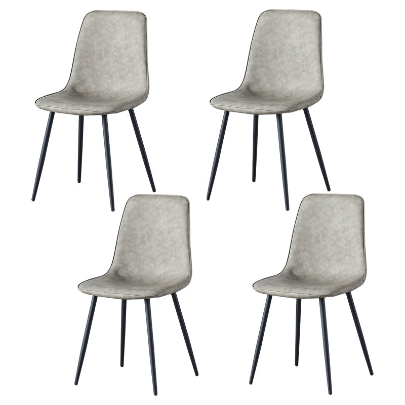 Scandinavian Style Metal Chairs Set Kitchen Dining Solid Back Side Chairs Silver Gray 4 Piece Set Clearhalo ' kitchen&dining_furn' 'Dining Chairs' 'Dining Tables & Seating' 'dining_chair' 'furn' 'furn_dining_chair' 'Furniture' 'furniture_dining_chair' 'Kitchen & Dining Furniture' 'kitchen' 3967975