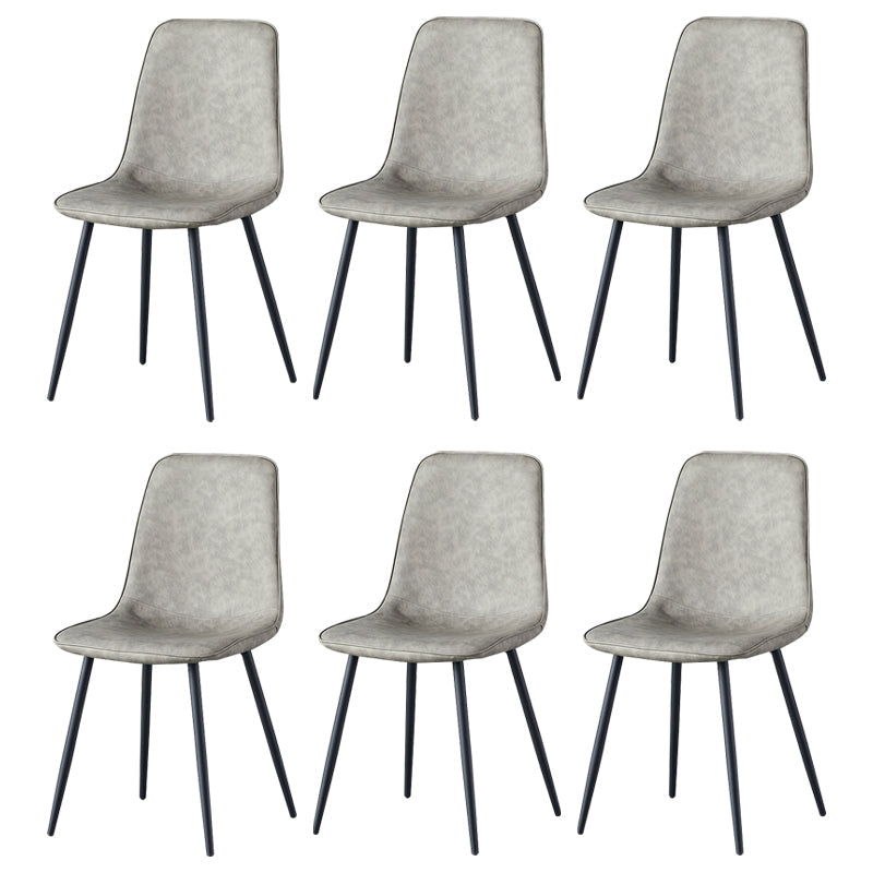 Scandinavian Style Metal Chairs Set Kitchen Dining Solid Back Side Chairs Silver Gray 6 Piece Set Clearhalo ' kitchen&dining_furn' 'Dining Chairs' 'Dining Tables & Seating' 'dining_chair' 'furn' 'furn_dining_chair' 'Furniture' 'furniture_dining_chair' 'Kitchen & Dining Furniture' 'kitchen' 3967976