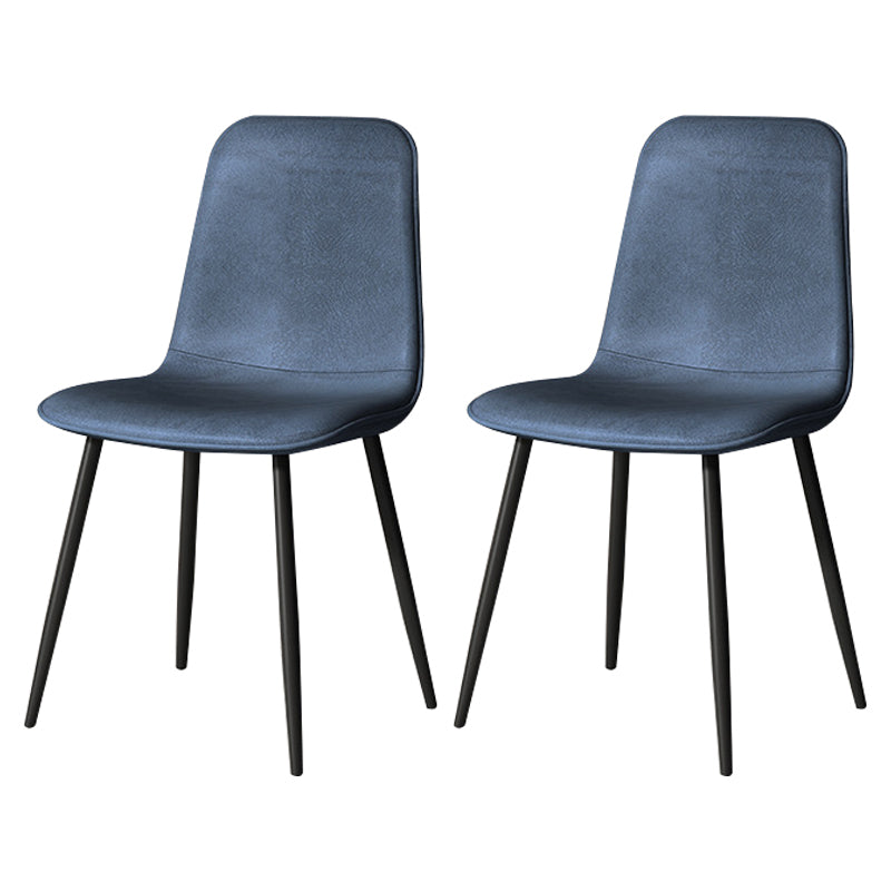 Scandinavian Style Metal Chairs Set Kitchen Dining Solid Back Side Chairs Dark Blue 2 Piece Set Clearhalo ' kitchen&dining_furn' 'Dining Chairs' 'Dining Tables & Seating' 'dining_chair' 'furn' 'furn_dining_chair' 'Furniture' 'furniture_dining_chair' 'Kitchen & Dining Furniture' 'kitchen' 3967980