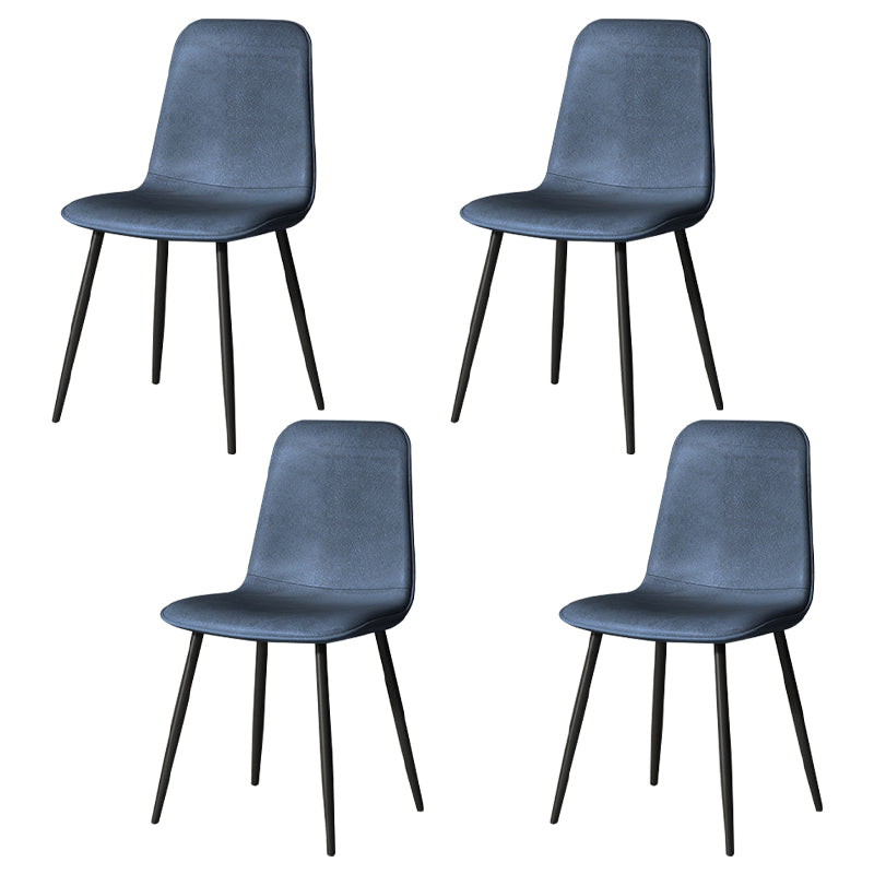Scandinavian Style Metal Chairs Set Kitchen Dining Solid Back Side Chairs Dark Blue 4 Piece Set Clearhalo ' kitchen&dining_furn' 'Dining Chairs' 'Dining Tables & Seating' 'dining_chair' 'furn' 'furn_dining_chair' 'Furniture' 'furniture_dining_chair' 'Kitchen & Dining Furniture' 'kitchen' 3967981