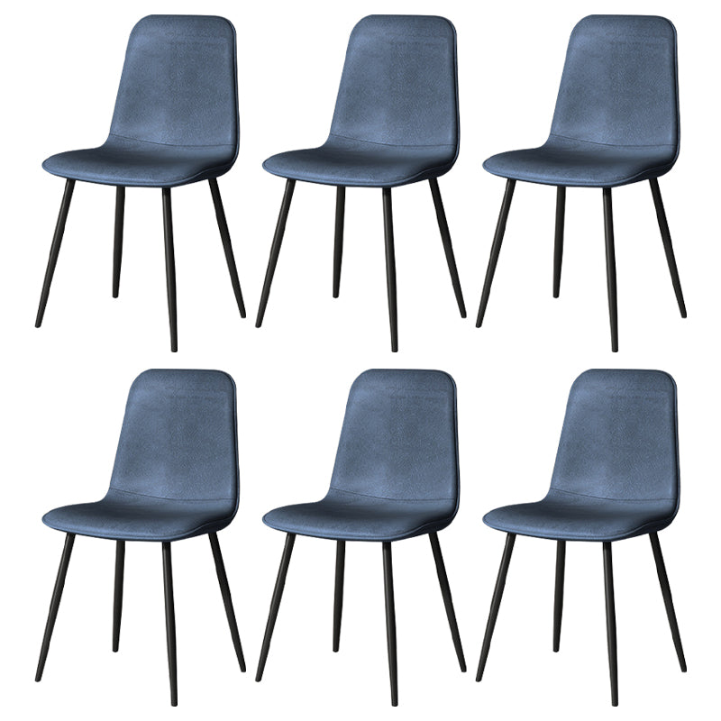 Scandinavian Style Metal Chairs Set Kitchen Dining Solid Back Side Chairs Dark Blue 6 Piece Set Clearhalo ' kitchen&dining_furn' 'Dining Chairs' 'Dining Tables & Seating' 'dining_chair' 'furn' 'furn_dining_chair' 'Furniture' 'furniture_dining_chair' 'Kitchen & Dining Furniture' 'kitchen' 3967982