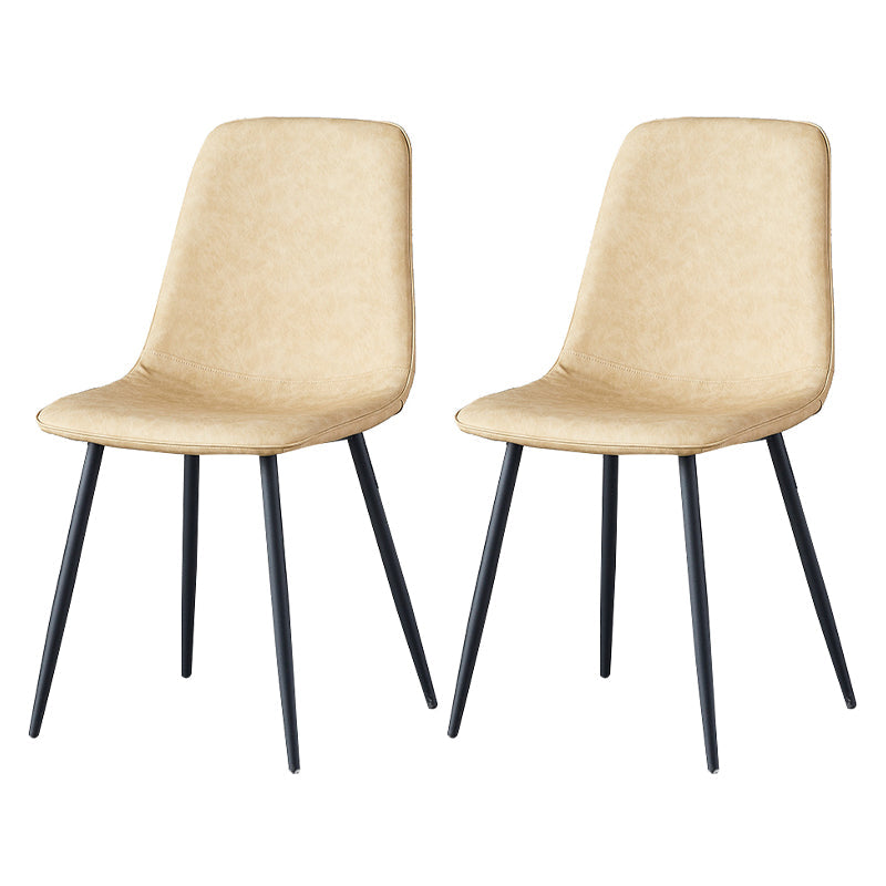 Scandinavian Style Metal Chairs Set Kitchen Dining Solid Back Side Chairs Off-White 2 Piece Set Clearhalo ' kitchen&dining_furn' 'Dining Chairs' 'Dining Tables & Seating' 'dining_chair' 'furn' 'furn_dining_chair' 'Furniture' 'furniture_dining_chair' 'Kitchen & Dining Furniture' 'kitchen' 3967983