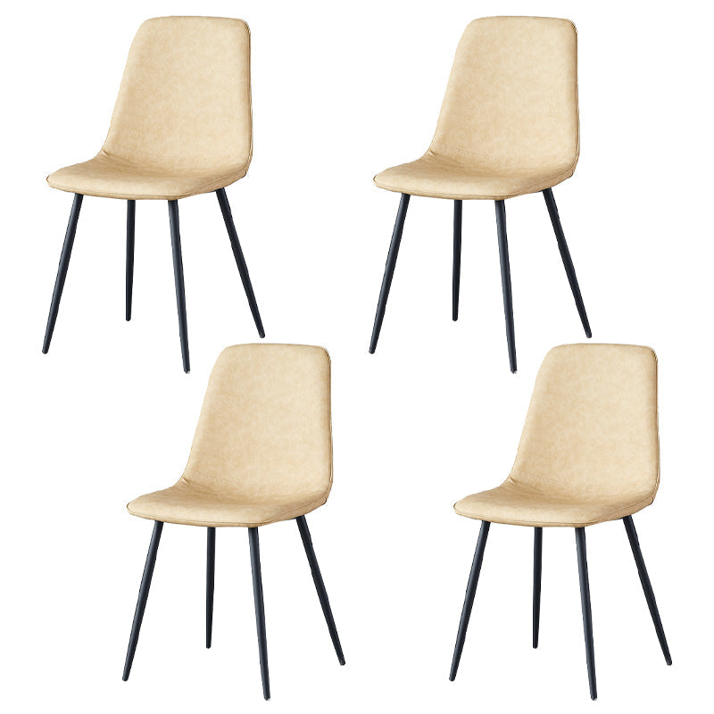 Scandinavian Style Metal Chairs Set Kitchen Dining Solid Back Side Chairs Off-White 4 Piece Set Clearhalo ' kitchen&dining_furn' 'Dining Chairs' 'Dining Tables & Seating' 'dining_chair' 'furn' 'furn_dining_chair' 'Furniture' 'furniture_dining_chair' 'Kitchen & Dining Furniture' 'kitchen' 3967984