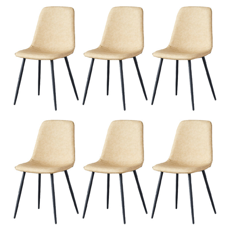 Scandinavian Style Metal Chairs Set Kitchen Dining Solid Back Side Chairs Off-White 6 Piece Set Clearhalo ' kitchen&dining_furn' 'Dining Chairs' 'Dining Tables & Seating' 'dining_chair' 'furn' 'furn_dining_chair' 'Furniture' 'furniture_dining_chair' 'Kitchen & Dining Furniture' 'kitchen' 3967985