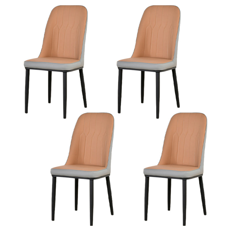 Scandinavian Metal Chairs Set Kitchen Solid Back Dining Side Chair (Set of 4) Grey Black Clearhalo ' kitchen&dining_furn' 'Dining Chairs' 'Dining Tables & Seating' 'dining_chair' 'furn' 'furn_dining_chair' 'Furniture' 'furniture_dining_chair' 'Kitchen & Dining Furniture' 'kitchen' 3967988