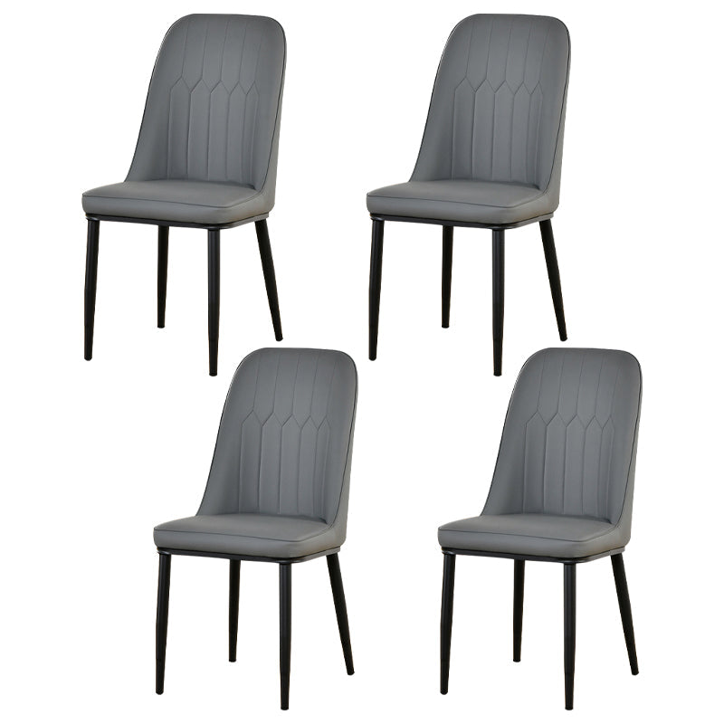 Scandinavian Metal Chairs Set Kitchen Solid Back Dining Side Chair (Set of 4) Dark Gray Black Clearhalo ' kitchen&dining_furn' 'Dining Chairs' 'Dining Tables & Seating' 'dining_chair' 'furn' 'furn_dining_chair' 'Furniture' 'furniture_dining_chair' 'Kitchen & Dining Furniture' 'kitchen' 3967989