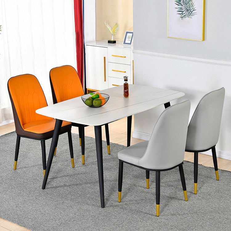 Scandinavian Metal Chairs Set Kitchen Solid Back Dining Side Chair (Set of 4) Clearhalo ' kitchen&dining_furn' 'Dining Chairs' 'Dining Tables & Seating' 'dining_chair' 'furn' 'furn_dining_chair' 'Furniture' 'furniture_dining_chair' 'Kitchen & Dining Furniture' 'kitchen' 3967990