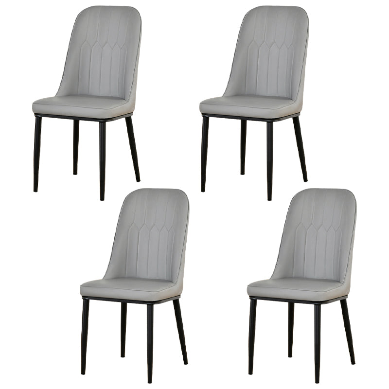 Scandinavian Metal Chairs Set Kitchen Solid Back Dining Side Chair (Set of 4) Light Gray Black Clearhalo ' kitchen&dining_furn' 'Dining Chairs' 'Dining Tables & Seating' 'dining_chair' 'furn' 'furn_dining_chair' 'Furniture' 'furniture_dining_chair' 'Kitchen & Dining Furniture' 'kitchen' 3967991