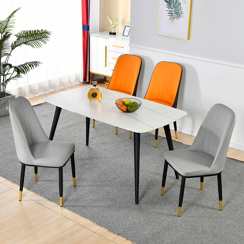 Scandinavian Metal Chairs Set Kitchen Solid Back Dining Side Chair (Set of 4) Clearhalo ' kitchen&dining_furn' 'Dining Chairs' 'Dining Tables & Seating' 'dining_chair' 'furn' 'furn_dining_chair' 'Furniture' 'furniture_dining_chair' 'Kitchen & Dining Furniture' 'kitchen' 3967992