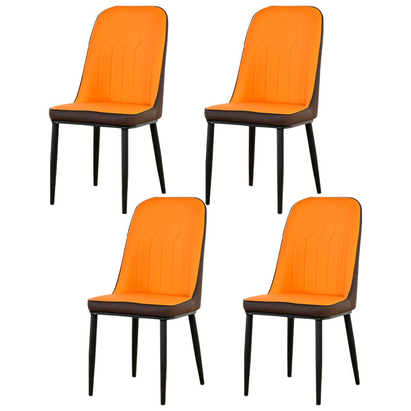 Scandinavian Metal Chairs Set Kitchen Solid Back Dining Side Chair (Set of 4) Khaki-Orange Black Clearhalo ' kitchen&dining_furn' 'Dining Chairs' 'Dining Tables & Seating' 'dining_chair' 'furn' 'furn_dining_chair' 'Furniture' 'furniture_dining_chair' 'Kitchen & Dining Furniture' 'kitchen' 3967994