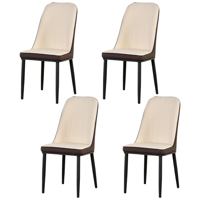Scandinavian Metal Chairs Set Kitchen Solid Back Dining Side Chair (Set of 4) Beige-Coffee Black Clearhalo ' kitchen&dining_furn' 'Dining Chairs' 'Dining Tables & Seating' 'dining_chair' 'furn' 'furn_dining_chair' 'Furniture' 'furniture_dining_chair' 'Kitchen & Dining Furniture' 'kitchen' 3967995