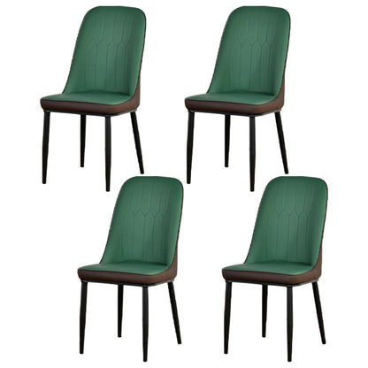 Scandinavian Metal Chairs Set Kitchen Solid Back Dining Side Chair (Set of 4) Green-Coffee Black Clearhalo ' kitchen&dining_furn' 'Dining Chairs' 'Dining Tables & Seating' 'dining_chair' 'furn' 'furn_dining_chair' 'Furniture' 'furniture_dining_chair' 'Kitchen & Dining Furniture' 'kitchen' 3967997
