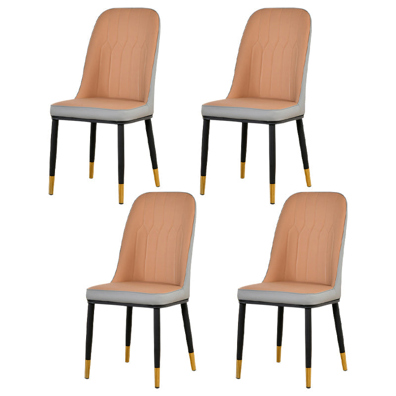 Scandinavian Metal Chairs Set Kitchen Solid Back Dining Side Chair (Set of 4) Grey Brass Gold Clearhalo ' kitchen&dining_furn' 'Dining Chairs' 'Dining Tables & Seating' 'dining_chair' 'furn' 'furn_dining_chair' 'Furniture' 'furniture_dining_chair' 'Kitchen & Dining Furniture' 'kitchen' 3968000