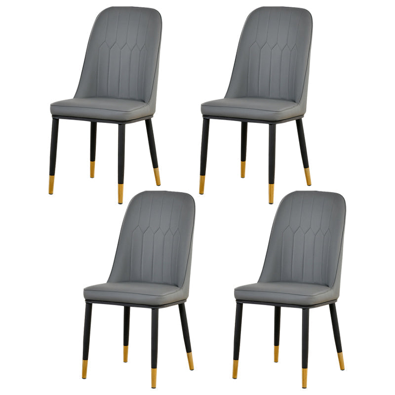 Scandinavian Metal Chairs Set Kitchen Solid Back Dining Side Chair (Set of 4) Dark Gray Brass Gold Clearhalo ' kitchen&dining_furn' 'Dining Chairs' 'Dining Tables & Seating' 'dining_chair' 'furn' 'furn_dining_chair' 'Furniture' 'furniture_dining_chair' 'Kitchen & Dining Furniture' 'kitchen' 3968002