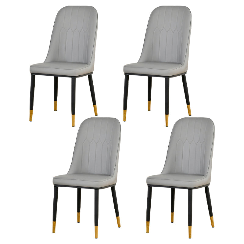 Scandinavian Metal Chairs Set Kitchen Solid Back Dining Side Chair (Set of 4) Light Gray Brass Gold Clearhalo ' kitchen&dining_furn' 'Dining Chairs' 'Dining Tables & Seating' 'dining_chair' 'furn' 'furn_dining_chair' 'Furniture' 'furniture_dining_chair' 'Kitchen & Dining Furniture' 'kitchen' 3968003