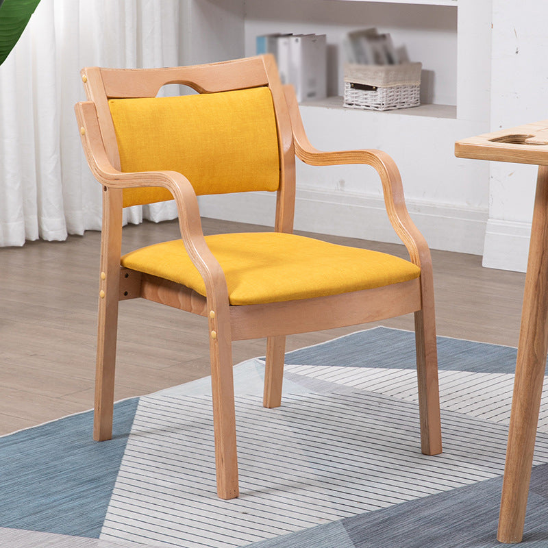 Contemporary Style Solid Wood Chairs Kitchen Open Back Dining Arm Chair Set Yellow 1 Piece Clearhalo ' kitchen&dining_furn' 'Dining Chairs' 'Dining Tables & Seating' 'dining_chair' 'furn' 'furn_dining_chair' 'Furniture' 'furniture_dining_chair' 'Kitchen & Dining Furniture' 'kitchen' 3968023