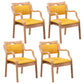 Contemporary Style Solid Wood Chairs Kitchen Open Back Dining Arm Chair Set Yellow 4 Piece Set Clearhalo ' kitchen&dining_furn' 'Dining Chairs' 'Dining Tables & Seating' 'dining_chair' 'furn' 'furn_dining_chair' 'Furniture' 'furniture_dining_chair' 'Kitchen & Dining Furniture' 'kitchen' 3968027