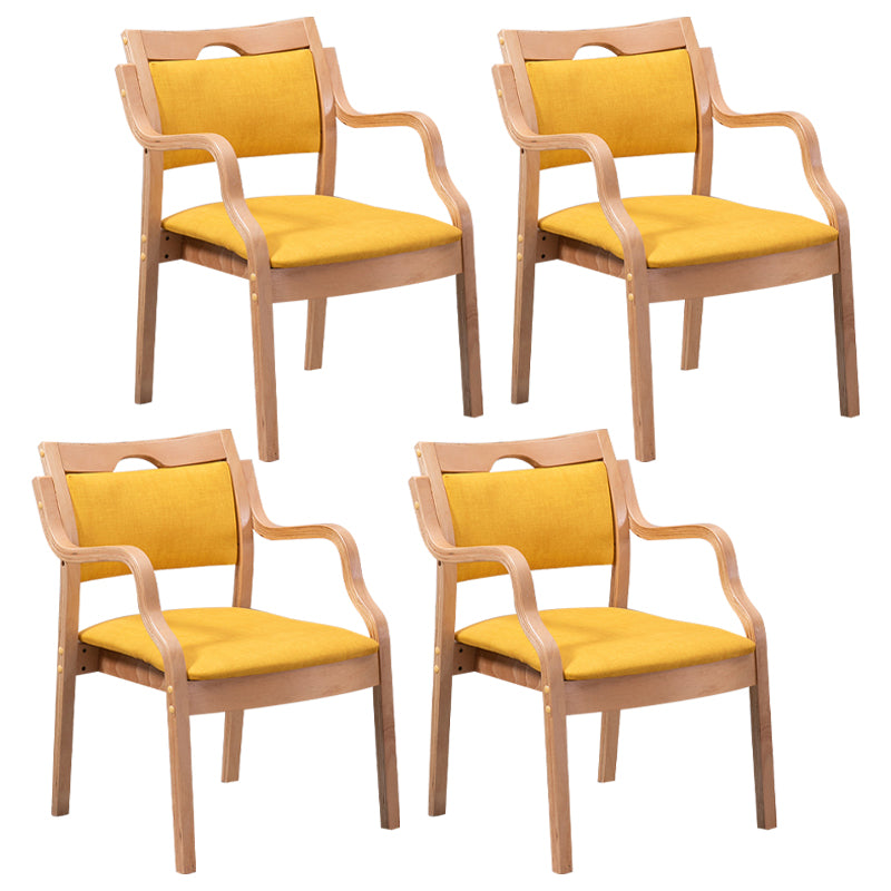 Contemporary Style Solid Wood Chairs Kitchen Open Back Dining Arm Chair Set Yellow 4 Piece Set Clearhalo ' kitchen&dining_furn' 'Dining Chairs' 'Dining Tables & Seating' 'dining_chair' 'furn' 'furn_dining_chair' 'Furniture' 'furniture_dining_chair' 'Kitchen & Dining Furniture' 'kitchen' 3968027