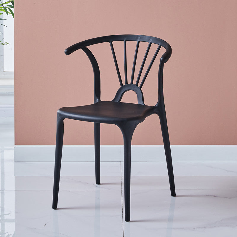 Modern Indoor-Outdoor Plastic Side Chair Armless Wishbone Stackable Chair Black 1 Piece Clearhalo ' kitchen&dining_furn' 'Dining Chairs' 'Dining Tables & Seating' 'dining_chair' 'furn' 'furn_dining_chair' 'Furniture' 'furniture_dining_chair' 'Kitchen & Dining Furniture' 'kitchen' 3968059