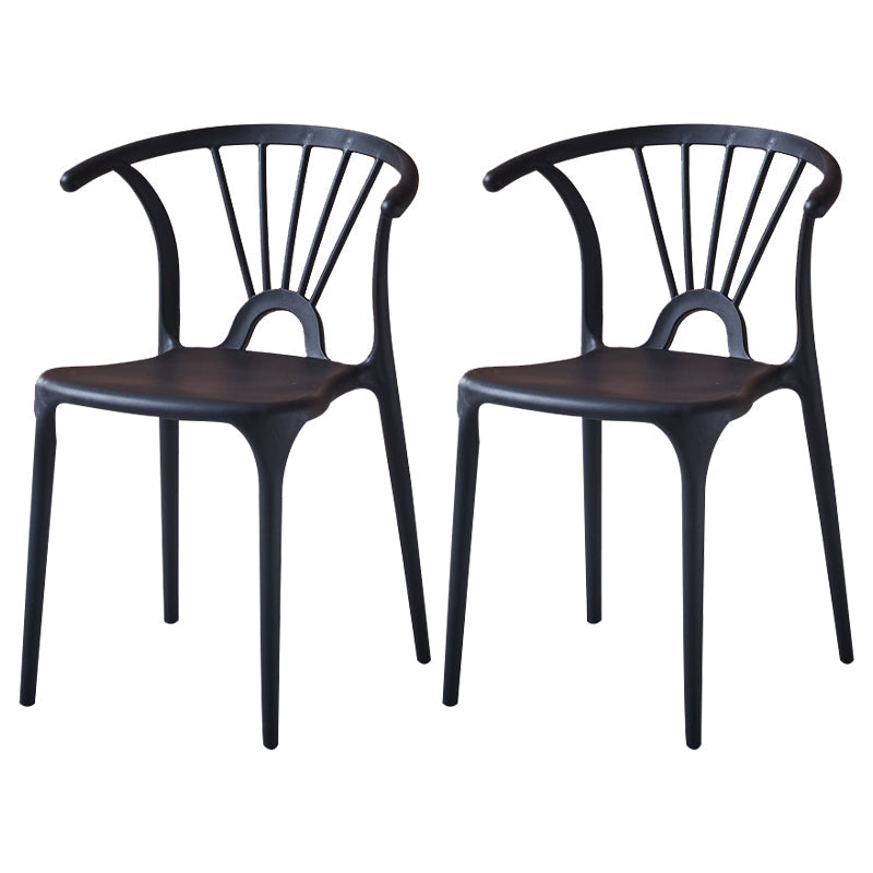 Modern Indoor-Outdoor Plastic Side Chair Armless Wishbone Stackable Chair Black 2 Piece Set Clearhalo ' kitchen&dining_furn' 'Dining Chairs' 'Dining Tables & Seating' 'dining_chair' 'furn' 'furn_dining_chair' 'Furniture' 'furniture_dining_chair' 'Kitchen & Dining Furniture' 'kitchen' 3968061