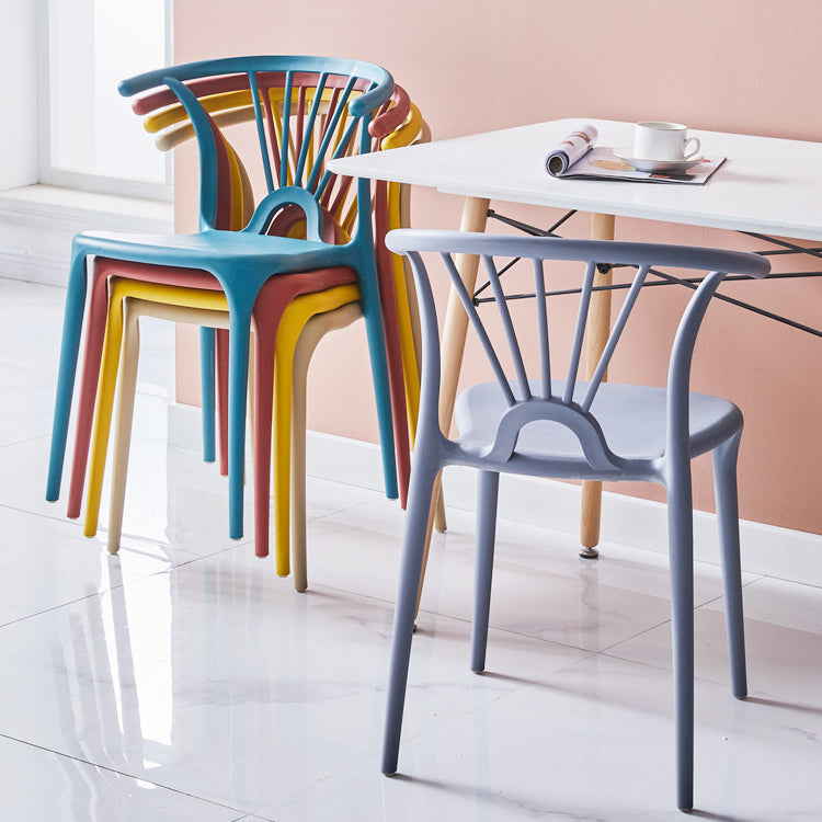 Modern Indoor-Outdoor Plastic Side Chair Armless Wishbone Stackable Chair Clearhalo ' kitchen&dining_furn' 'Dining Chairs' 'Dining Tables & Seating' 'dining_chair' 'furn' 'furn_dining_chair' 'Furniture' 'furniture_dining_chair' 'Kitchen & Dining Furniture' 'kitchen' 3968062