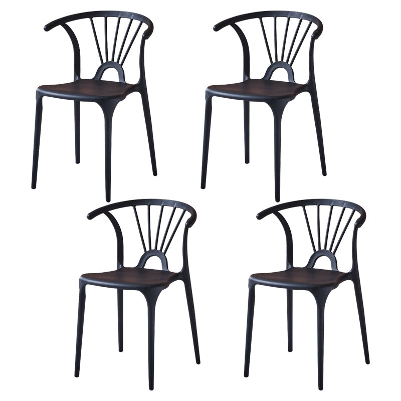 Modern Indoor-Outdoor Plastic Side Chair Armless Wishbone Stackable Chair Black 4 Piece Set Clearhalo ' kitchen&dining_furn' 'Dining Chairs' 'Dining Tables & Seating' 'dining_chair' 'furn' 'furn_dining_chair' 'Furniture' 'furniture_dining_chair' 'Kitchen & Dining Furniture' 'kitchen' 3968063