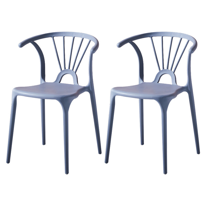 Modern Indoor-Outdoor Plastic Side Chair Armless Wishbone Stackable Chair Dark Gray 2 Piece Set Clearhalo ' kitchen&dining_furn' 'Dining Chairs' 'Dining Tables & Seating' 'dining_chair' 'furn' 'furn_dining_chair' 'Furniture' 'furniture_dining_chair' 'Kitchen & Dining Furniture' 'kitchen' 3968066