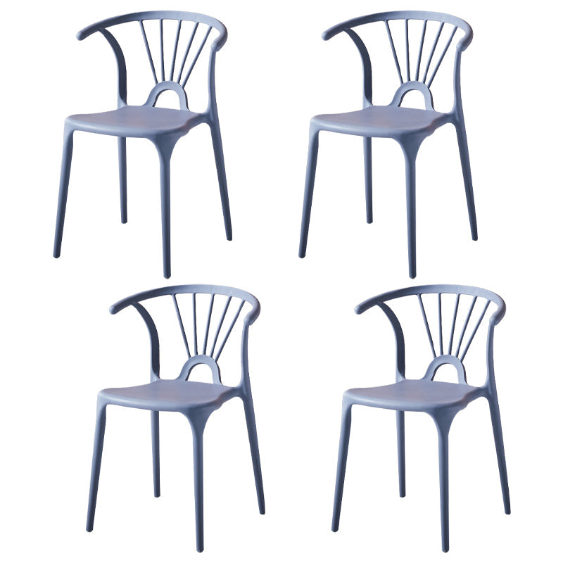 Modern Indoor-Outdoor Plastic Side Chair Armless Wishbone Stackable Chair Dark Gray 4 Piece Set Clearhalo ' kitchen&dining_furn' 'Dining Chairs' 'Dining Tables & Seating' 'dining_chair' 'furn' 'furn_dining_chair' 'Furniture' 'furniture_dining_chair' 'Kitchen & Dining Furniture' 'kitchen' 3968069