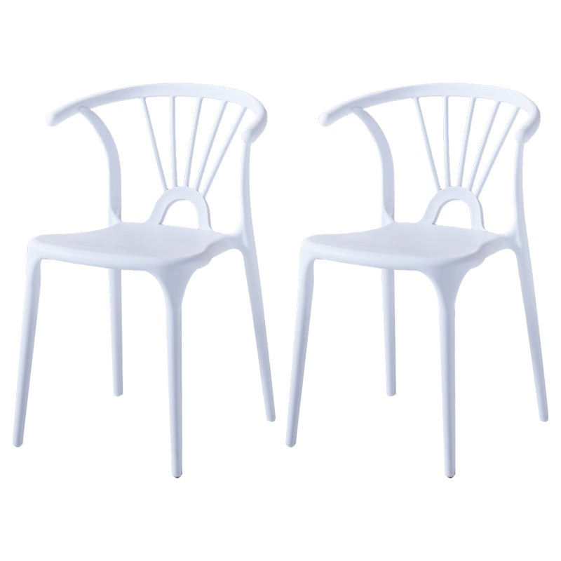 Modern Indoor-Outdoor Plastic Side Chair Armless Wishbone Stackable Chair White 2 Piece Set Clearhalo ' kitchen&dining_furn' 'Dining Chairs' 'Dining Tables & Seating' 'dining_chair' 'furn' 'furn_dining_chair' 'Furniture' 'furniture_dining_chair' 'Kitchen & Dining Furniture' 'kitchen' 3968078