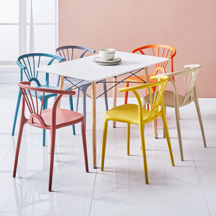 Modern Indoor-Outdoor Plastic Side Chair Armless Wishbone Stackable Chair Clearhalo ' kitchen&dining_furn' 'Dining Chairs' 'Dining Tables & Seating' 'dining_chair' 'furn' 'furn_dining_chair' 'Furniture' 'furniture_dining_chair' 'Kitchen & Dining Furniture' 'kitchen' 3968079