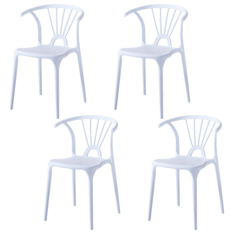 Modern Indoor-Outdoor Plastic Side Chair Armless Wishbone Stackable Chair White 4 Piece Set Clearhalo ' kitchen&dining_furn' 'Dining Chairs' 'Dining Tables & Seating' 'dining_chair' 'furn' 'furn_dining_chair' 'Furniture' 'furniture_dining_chair' 'Kitchen & Dining Furniture' 'kitchen' 3968080