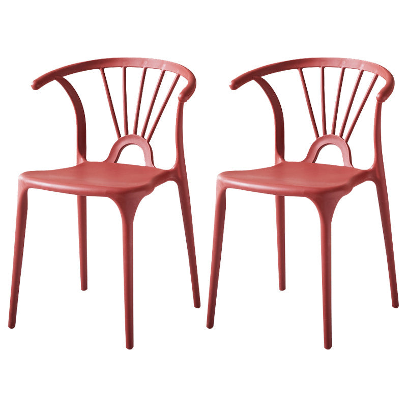 Modern Indoor-Outdoor Plastic Side Chair Armless Wishbone Stackable Chair Red 2 Piece Set Clearhalo ' kitchen&dining_furn' 'Dining Chairs' 'Dining Tables & Seating' 'dining_chair' 'furn' 'furn_dining_chair' 'Furniture' 'furniture_dining_chair' 'Kitchen & Dining Furniture' 'kitchen' 3968084