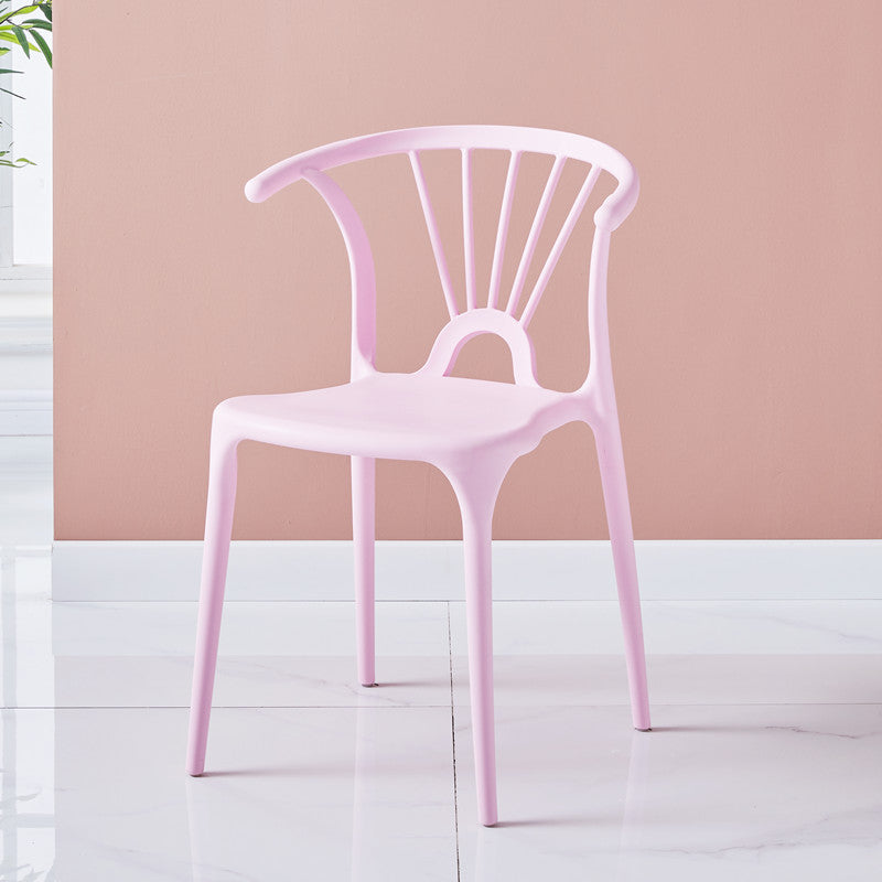 Modern Indoor-Outdoor Plastic Side Chair Armless Wishbone Stackable Chair Pink 1 Piece Clearhalo ' kitchen&dining_furn' 'Dining Chairs' 'Dining Tables & Seating' 'dining_chair' 'furn' 'furn_dining_chair' 'Furniture' 'furniture_dining_chair' 'Kitchen & Dining Furniture' 'kitchen' 3968086