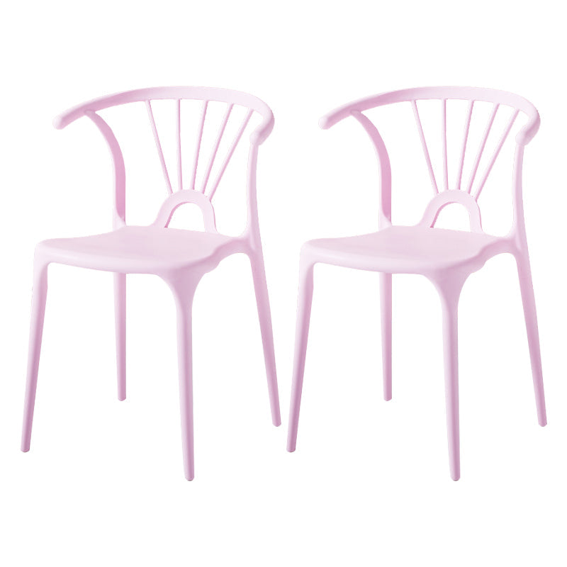 Modern Indoor-Outdoor Plastic Side Chair Armless Wishbone Stackable Chair Pink 2 Piece Set Clearhalo ' kitchen&dining_furn' 'Dining Chairs' 'Dining Tables & Seating' 'dining_chair' 'furn' 'furn_dining_chair' 'Furniture' 'furniture_dining_chair' 'Kitchen & Dining Furniture' 'kitchen' 3968087