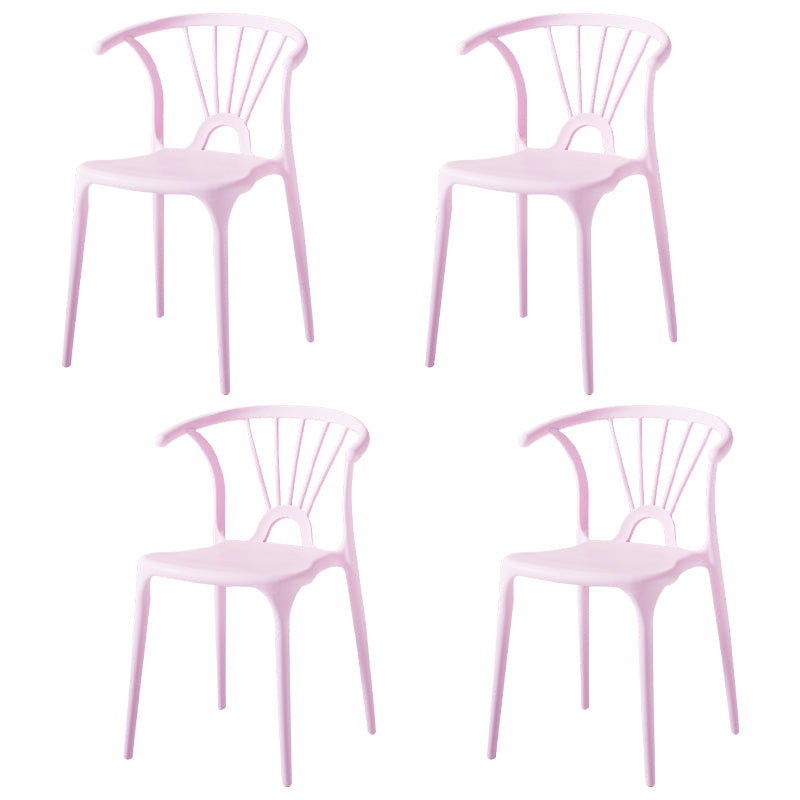 Modern Indoor-Outdoor Plastic Side Chair Armless Wishbone Stackable Chair Pink 4 Piece Set Clearhalo ' kitchen&dining_furn' 'Dining Chairs' 'Dining Tables & Seating' 'dining_chair' 'furn' 'furn_dining_chair' 'Furniture' 'furniture_dining_chair' 'Kitchen & Dining Furniture' 'kitchen' 3968088