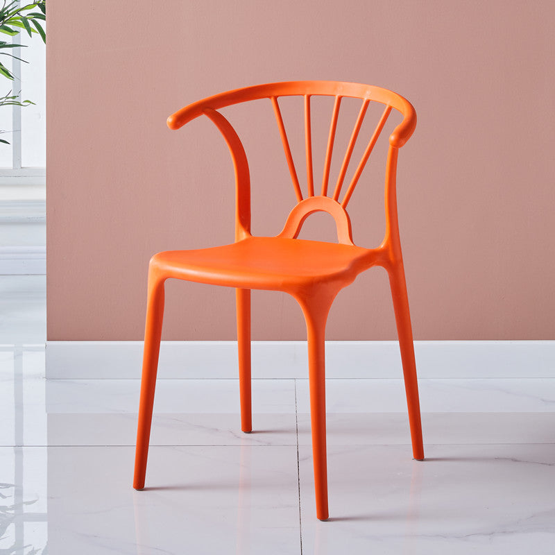 Modern Indoor-Outdoor Plastic Side Chair Armless Wishbone Stackable Chair Orange 1 Piece Clearhalo ' kitchen&dining_furn' 'Dining Chairs' 'Dining Tables & Seating' 'dining_chair' 'furn' 'furn_dining_chair' 'Furniture' 'furniture_dining_chair' 'Kitchen & Dining Furniture' 'kitchen' 3968089
