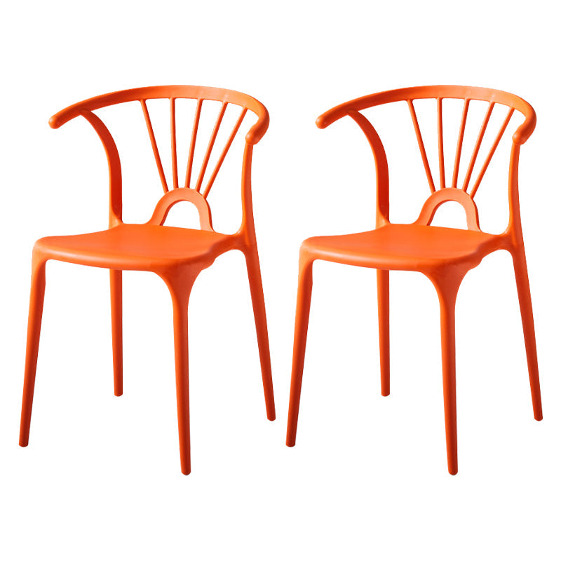 Modern Indoor-Outdoor Plastic Side Chair Armless Wishbone Stackable Chair Orange 2 Piece Set Clearhalo ' kitchen&dining_furn' 'Dining Chairs' 'Dining Tables & Seating' 'dining_chair' 'furn' 'furn_dining_chair' 'Furniture' 'furniture_dining_chair' 'Kitchen & Dining Furniture' 'kitchen' 3968090
