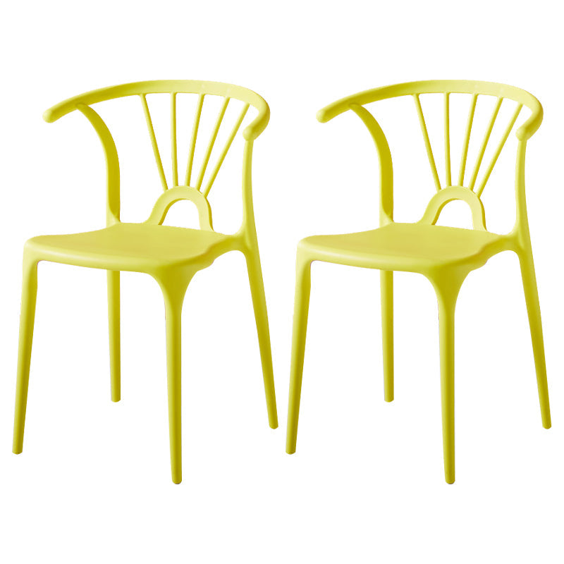 Modern Indoor-Outdoor Plastic Side Chair Armless Wishbone Stackable Chair Light Yellow 2 Piece Set Clearhalo ' kitchen&dining_furn' 'Dining Chairs' 'Dining Tables & Seating' 'dining_chair' 'furn' 'furn_dining_chair' 'Furniture' 'furniture_dining_chair' 'Kitchen & Dining Furniture' 'kitchen' 3968099