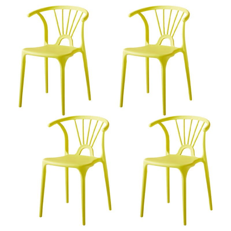 Modern Indoor-Outdoor Plastic Side Chair Armless Wishbone Stackable Chair Light Yellow 4 Piece Set Clearhalo ' kitchen&dining_furn' 'Dining Chairs' 'Dining Tables & Seating' 'dining_chair' 'furn' 'furn_dining_chair' 'Furniture' 'furniture_dining_chair' 'Kitchen & Dining Furniture' 'kitchen' 3968100