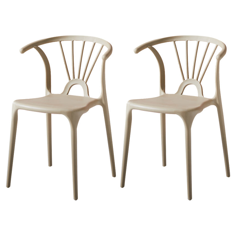 Modern Indoor-Outdoor Plastic Side Chair Armless Wishbone Stackable Chair Camel 2 Piece Set Clearhalo ' kitchen&dining_furn' 'Dining Chairs' 'Dining Tables & Seating' 'dining_chair' 'furn' 'furn_dining_chair' 'Furniture' 'furniture_dining_chair' 'Kitchen & Dining Furniture' 'kitchen' 3968102