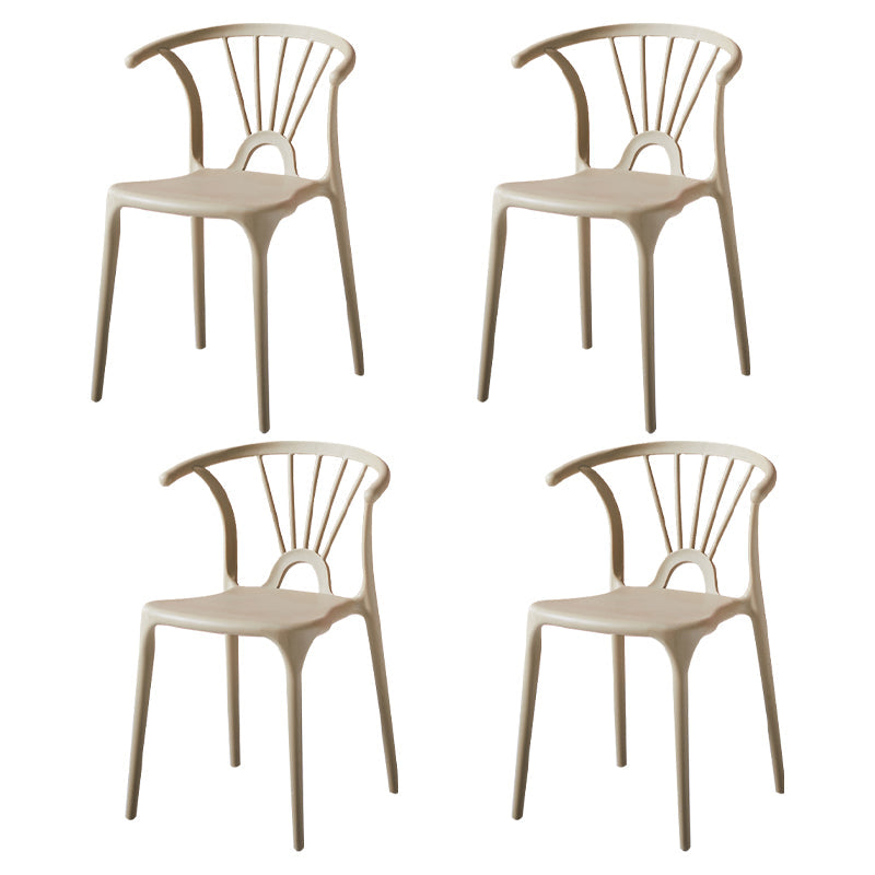 Modern Indoor-Outdoor Plastic Side Chair Armless Wishbone Stackable Chair Camel 4 Piece Set Clearhalo ' kitchen&dining_furn' 'Dining Chairs' 'Dining Tables & Seating' 'dining_chair' 'furn' 'furn_dining_chair' 'Furniture' 'furniture_dining_chair' 'Kitchen & Dining Furniture' 'kitchen' 3968103